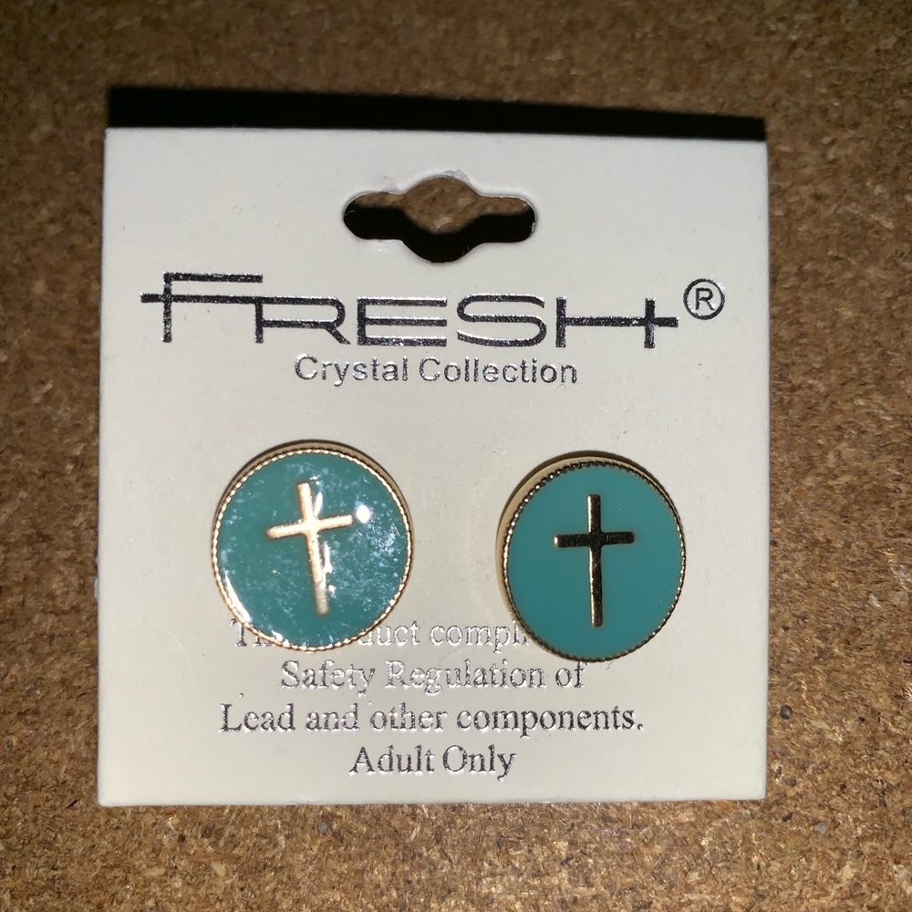 Cross earrings blue